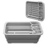 Scurgator vase Navaris, 37x27x12 cm, pliabil, cu separator pentru tacamuri, 52539.03