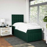 vidaXL Pat continental cu saltea, verde &icirc;nchis, 80x200 cm, catifea 3294505