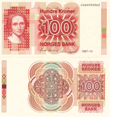 Norvegia 100 Kroner 1987 P-43c aUNC foto