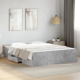 VidaXL Cadru de pat cu sertare, gri beton, 150x200 cm, lemn prelucrat 3280289