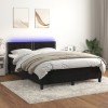 VidaXL Pat cu arcuri, saltea și LED, negru, 140x190 cm, catifea 3134341