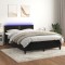 vidaXL Pat cu arcuri, saltea și LED, negru, 140x190 cm, catifea 3134341