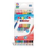 Set Creioane Colorate Carioca, Bicolor, 12 Bucăți, Multicolor, Corp Triunghiular, Grosime Mină 3.3mm