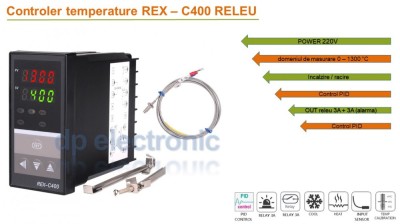 Termostat electronic Controler temperatura PID 0-400 REX C400 MAN foto