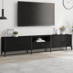vidaXL Comodă TV cu sertar, negru, 200x25x44 cm, lemn prelucrat foto