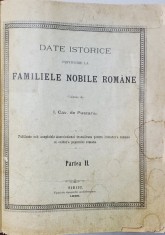 DATE ISTORICE PRIVITOARE LA FAMILIILE NOBILE ROMANE de I. CAV. DE PUSCARIU, PARTEA A II A - SIBIU, 1895