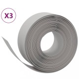 Borduri de gradina, 3 buc, gri, 10 m 20 cm, polietilena