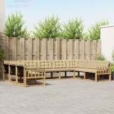 vidaXL Set Canapele Exterior Piele Acacia Textilene Alb Bej 9 Piese Mobila Gradina
