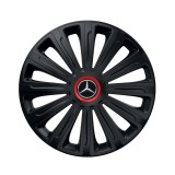 Cumpara ieftin Set 4 Capace Roti pentru Mercedes, model Trend Black Cu Inel Rosu, R15
