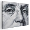 Tablou Canvas Benjamin Franklin Bancnota 100 Dolari Gri, cu Rama, 60x90 cm. Decor Living, Birou