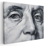 Tablou Benjamin Franklin pe bancnota de o suta de dolari, gri 1727 Tablou canvas pe panza CU RAMA 70x100 cm