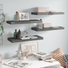 Set 4 rafturi perete Gossi, 60x23.5x3.8cm, MDF, gri extralucios, montare invizibila, design modern, suporta 7kg/raft