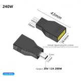 Cablu convertor de la mufa Lenovo USB SQUARE la mufa TIP USB pentru incarcator Laptop Asus, ROG G14, G16, G18, 20V, 12A, 240W, mufa 8.0x4.0mm
