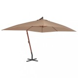 vidaXL Umbrelă consolă de grădină cu st&acirc;lp din lemn, taupe, 400x300 cm