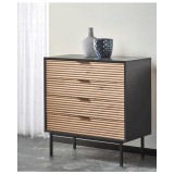 Cumpara ieftin Comoda living HM Murano KM2, MDF Furniruit, cu 4 sertare, stejar artizanal negru