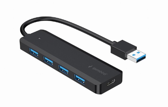 HUB extern GEMBIRD, porturi USB: USB-A 3.1 x 4, conectare prin USB-A 3.1, cablu 0.15 m, negru, &quot;UHB-U3P4P-02&quot; (timbru verde 0.18 lei)
