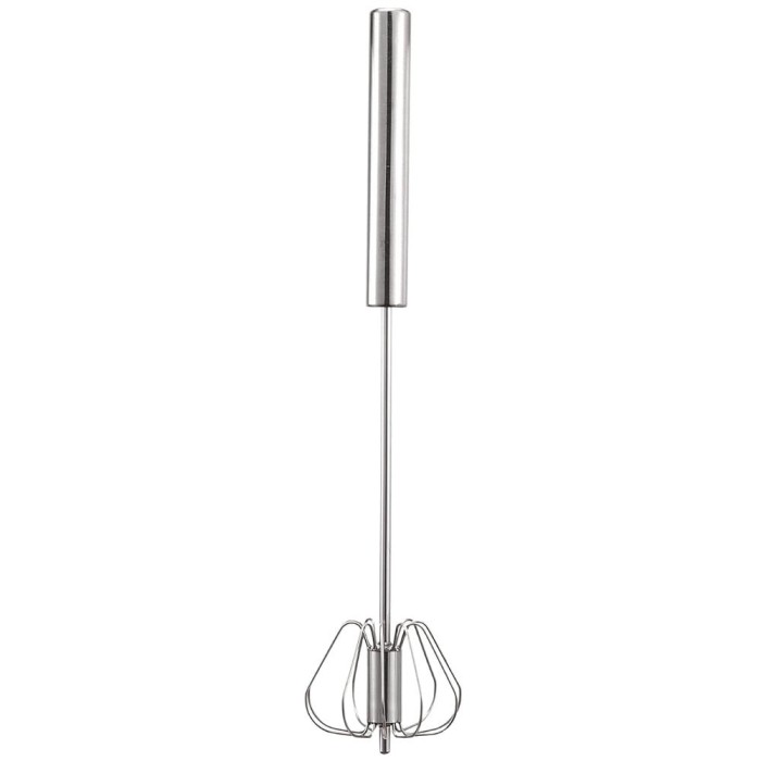 Tel practic semi automat Pufo din otel, tip mixer cu actionare manuala, pentru spumare si amestecare, 31 cm