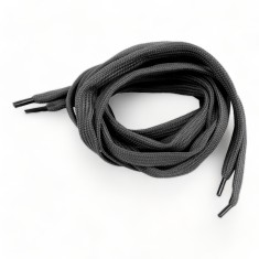 Sireturi plate din poliester pentru pantofi / hanorace Crisalida, 130 cm, Gri inchis
