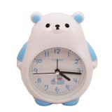 Ceas de masa desteptator pentru copii Pufo, model Ursuletul Grijuliu , 26 cm, alb/ albastru