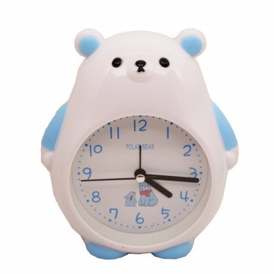 Ceas de masa desteptator pentru copii Pufo, model Ursuletul Grijuliu , 26 cm, alb/ albastru foto