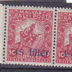 ROMANIA 1919, OCUPATIA SARBEASCA IN TIMISOARA 10 filer/15 filer supratipar,MNH.