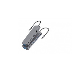 HUB USB-C 13 in 1, Docking Station cu 2x 4K HDMI, Eternet RJ45/1000Mbps, VGA, 3 x USB 3.0, 1 x USB 2.0, USB-C Data, PD, Cititor SD/TF, Jack Audio 3.5m