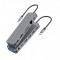 HUB USB-C 13 in 1, Docking Station cu 2x 4K HDMI, Eternet RJ45/1000Mbps, VGA, 3 x USB 3.0, 1 x USB 2.0, USB-C Data, PD, Cititor SD/TF, Jack Audio 3.5m