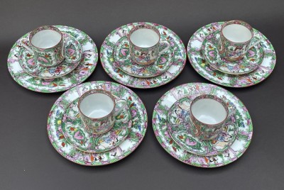 Serviciu pentru prajitura si cafea din portelan japonez pictat manual foto
