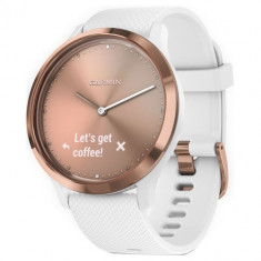 Ceas smartwatch Garmin Vivomove HR, Rose Gold, White Silicone Band foto