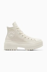 Converse tenisi de piele Chuck Taylor All Star Lugged Heel femei, culoarea alb, A10370C