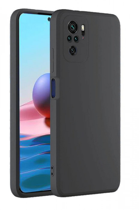 Husa Silicon Silk Touch compatibila cu Xiaomi Redmi Note 10 / 10s, interior catifea, Negru