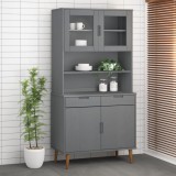 vidaXL Rafturi superioare dulap &icirc;nalt, gri, 90x35x100 cm, lemn de pin