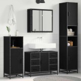 VidaXL Set de mobilier pentru baie 4 pcs Stejar negru 80 x 33 x 60 cm 3402316