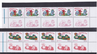 Romania 2002, LP 1579 a, Ziua Indragostitilor, straif de 5 serii cu viniete,MNH. foto