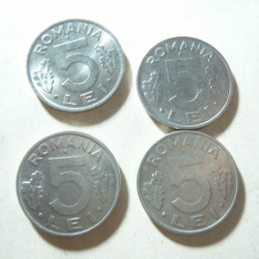 4 Monede 5 lei 1992 , 93 ,94 si 95 , cal. F. Buna