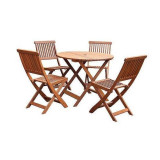 Cumpara ieftin Set mobilier gradina/terasa, lemn,&nbsp;1 masa,&nbsp;4 scaune,&nbsp;Leq&nbsp;Guldborg, Strend Pro