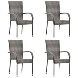 VidaXL Scaune de exterior stivuibile, 4 buc., gri, poliratan 310085