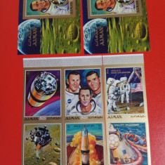 AJMAN, SPACE - COLIȚE + SERIE COMPLETĂ MNH IMPERF.