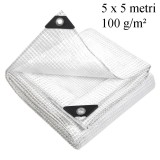 Prelata ranforsata 5x5 m 100g/mp, impermeabila, inele otel 12 mm, polietilena doua straturi