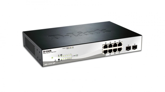 Dlink sw 8p-gb poe+ 2cmb smart rm