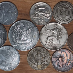 Italia fascista -colectie 10 monede diferite- 5 10 20 50 centesimi 1 lira 2 lire
