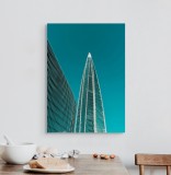 Tablou Canvas Arhitectură Modernă Turnuri Cer Albastru Geometrie, 50 x 70 cm, CMCLASS