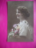HOPCT 12109 ANUL 1916 -FELICITARE VECHE -FEMEI FRUMOASE -FRANTA -EUROPA - -ROMANTICA- -CIRCULATA