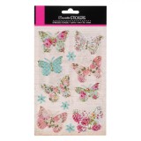Set Autocolante Decorativ, Fluturi Vintage, Detalii Aurii, Multicolor, 12 Bucăți