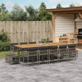 vidaXL Set mobilier de grădină cu perne, 15 piese, gri, poliratan 3211538