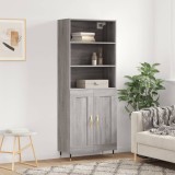 VidaXL Dulap &icirc;nalt, gri sonoma, 69,5x34x180 cm, lemn compozit