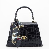 Geanta din piele naturala cu esarfa 8953 121 Negru