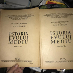 Istoria Evului Mediu 2 vol./ Cosminschi, S. D. Skeazin litografiat 30 cm 1000p