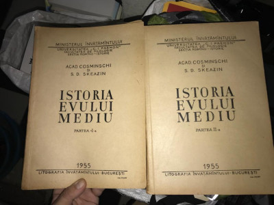 Istoria Evului Mediu 2 vol./ Cosminschi, S. D. Skeazin litografiat 30 cm 1000p foto
