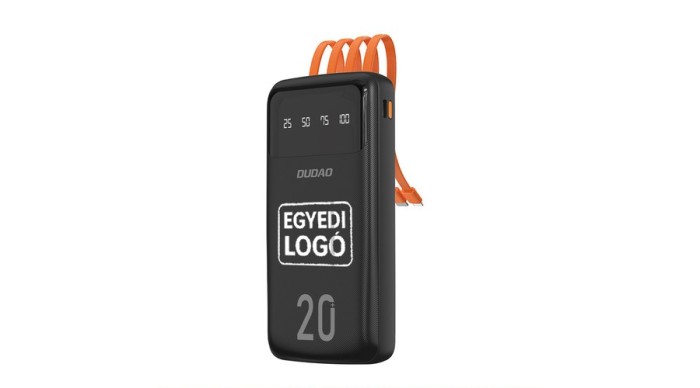 Baterie externă de mare capacitate Dudao cu personalizare logo, 3 cabluri &icirc;ncorporate 20000mAh USB Type C + micro USB + Lightning (Dudao K6Pro +)